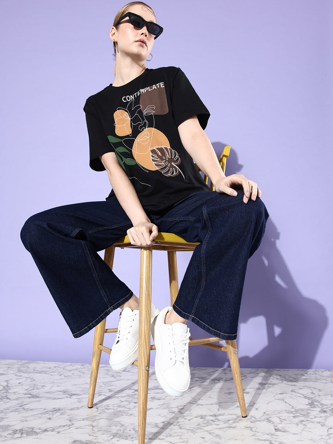 Womens Half Sleeve Round Neck Oversized Fit T-Shirts