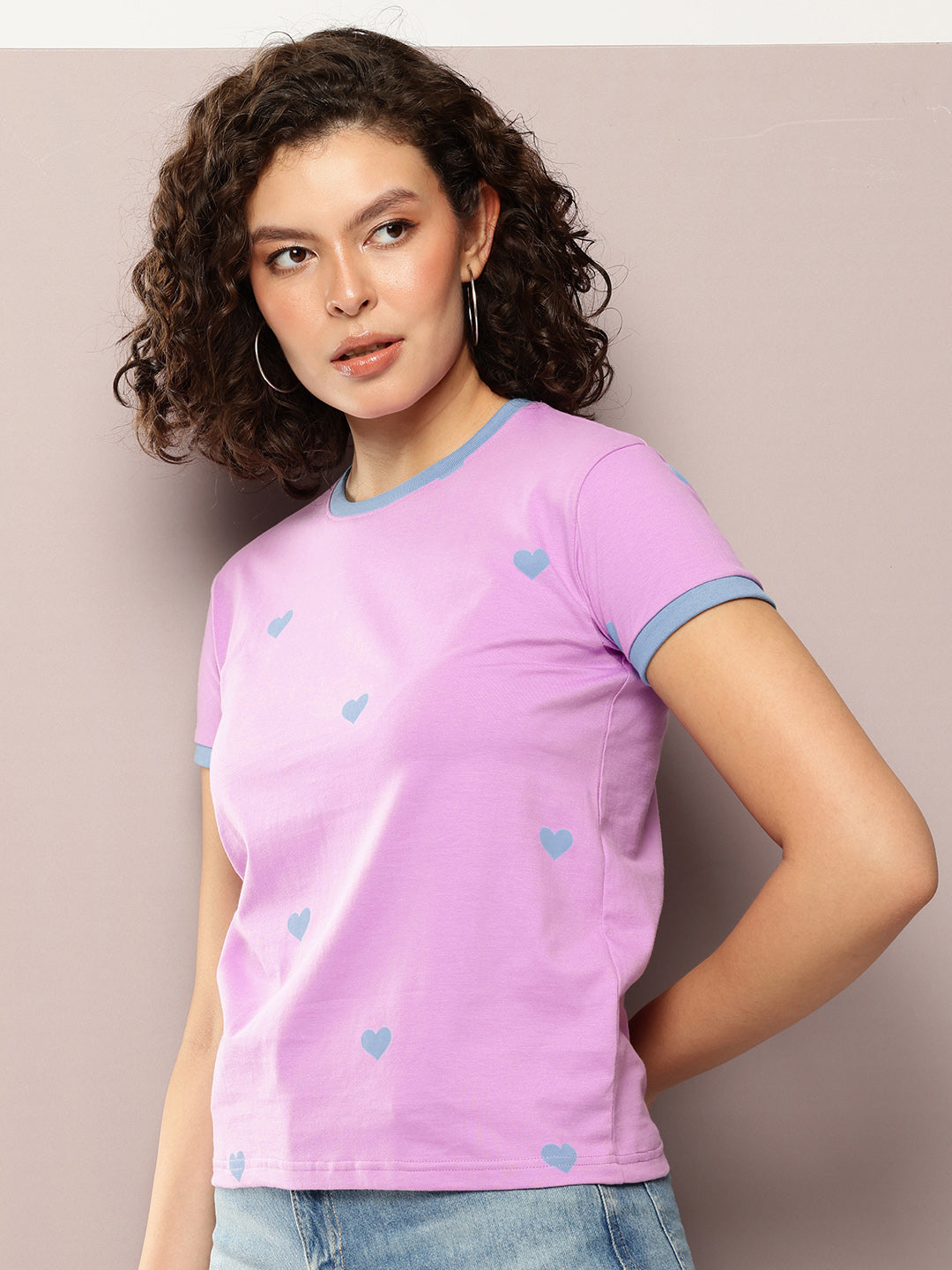 Womens Half Sleeve Round Neck Printed Regular Fit Tshirts