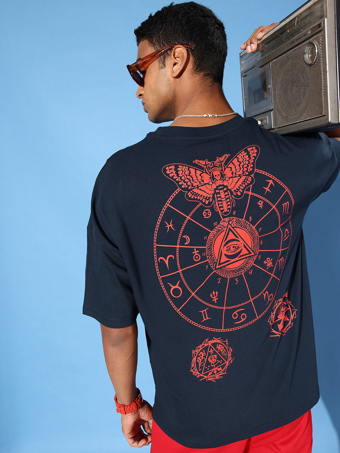 Mens Half Sleeve Drop Shoulder Printed Oversized Fit T-Shirts