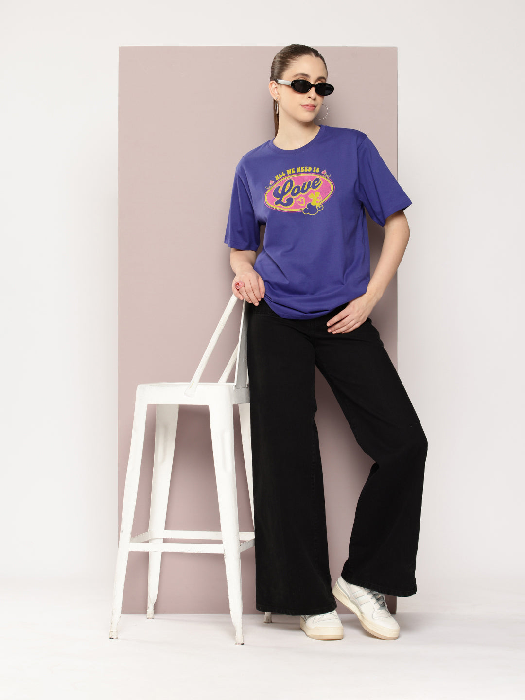Womens Half Sleeve Round Neck Printed Oversized Fit Tshirts