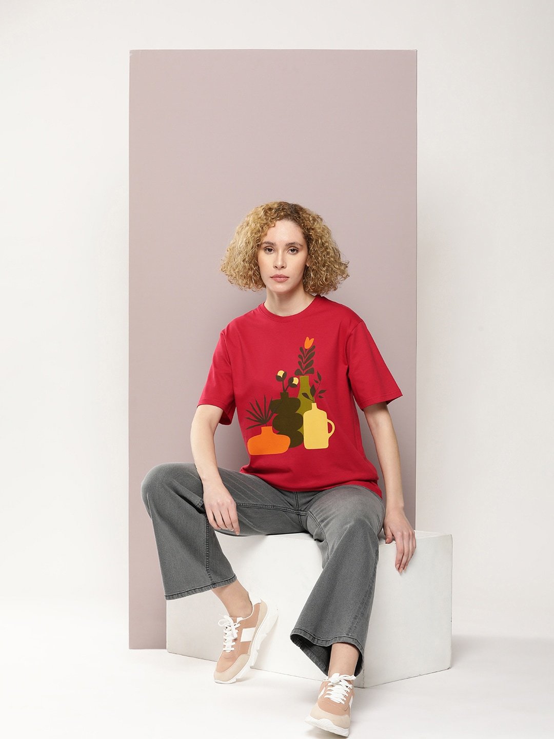 Womens Half Sleeve Round Neck Oversized Fit T-Shirts