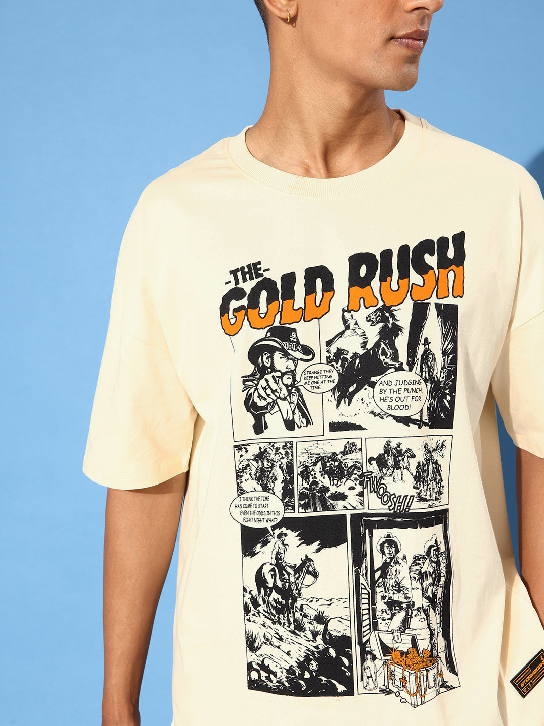Mens Half Sleeve Drop Shoulder Printed Oversized Fit T-Shirts