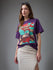 Womens Printed Round Neck Oversized Fit Tshirt