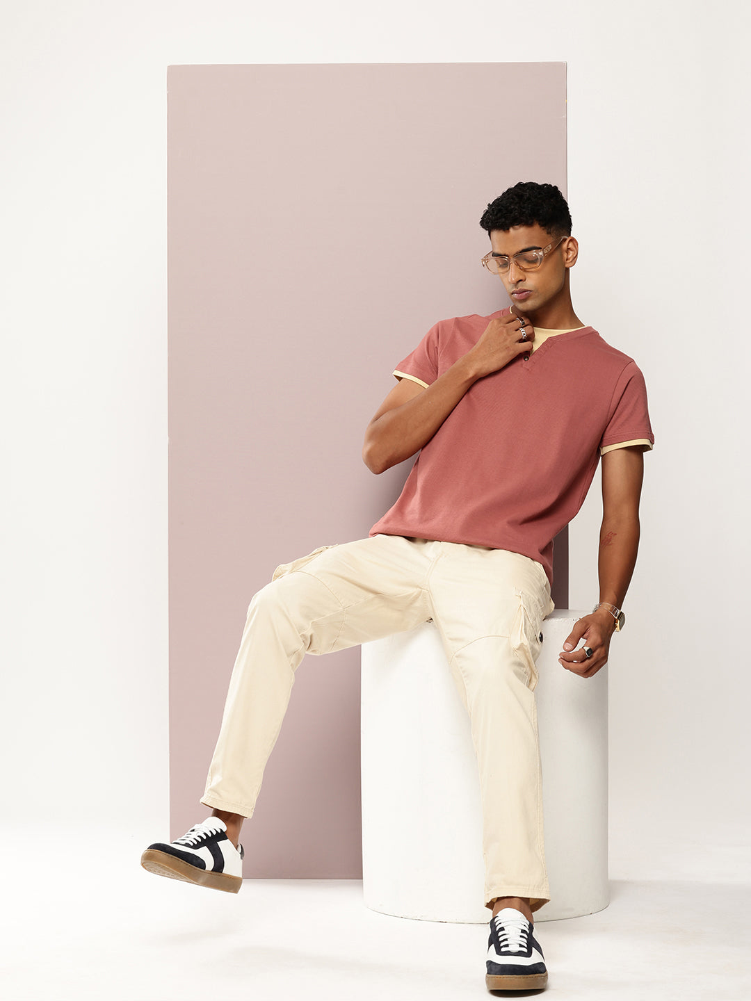Mens Half Sleeve V-Neck Solid Regular Fit Tshirts