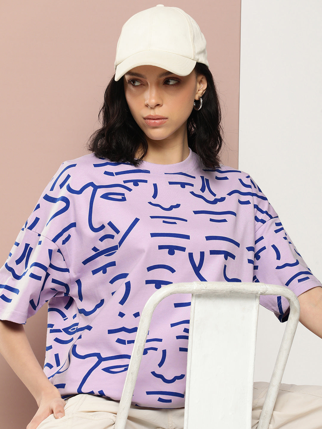 Womens Half Sleeve Drop Shoulder Printed Oversized Fit T-Shirts