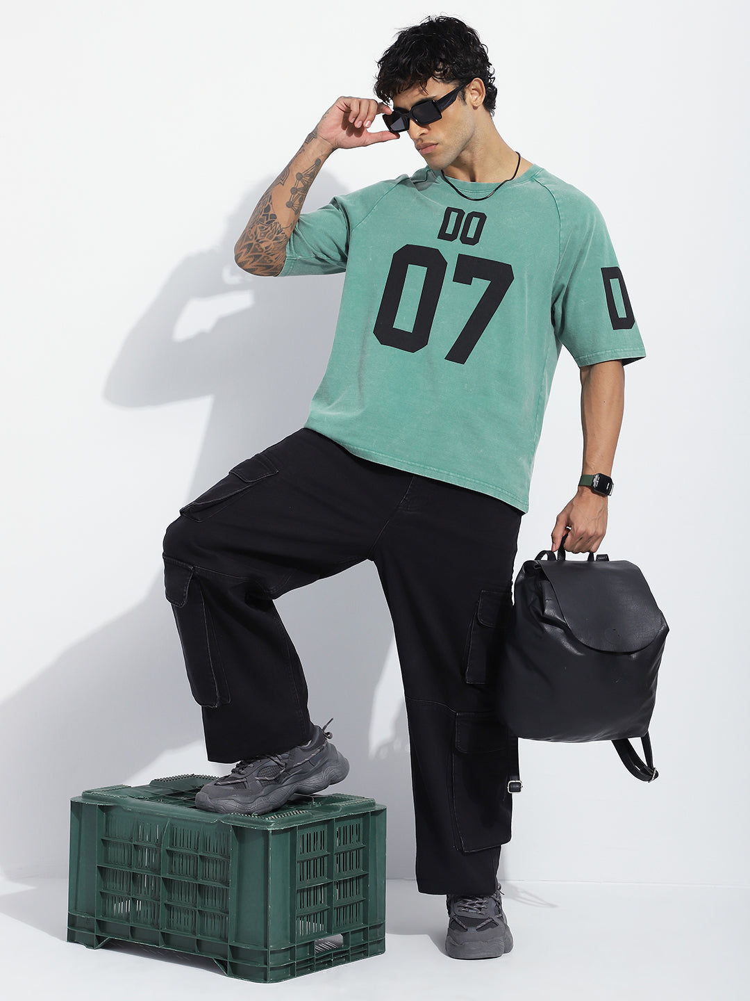 Mens Half Sleeve Round Neck Striped Oversized Fit Tshirts
