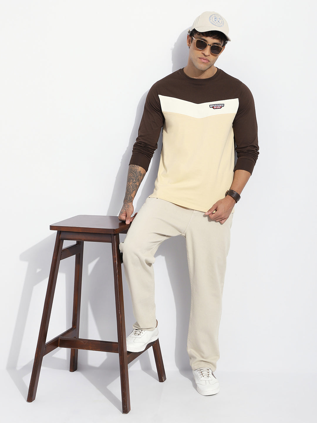 Mens Full Sleeve Round Neck Embroidered Regular Fit Tshirts