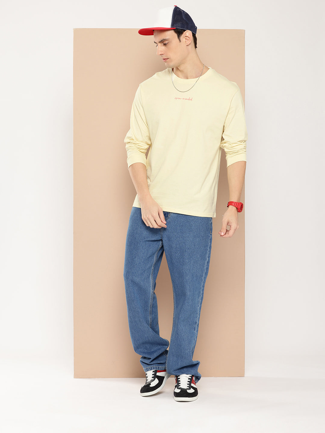 Mens Full Sleeve Round Neck Back Printed Oversized Fit Tshirts