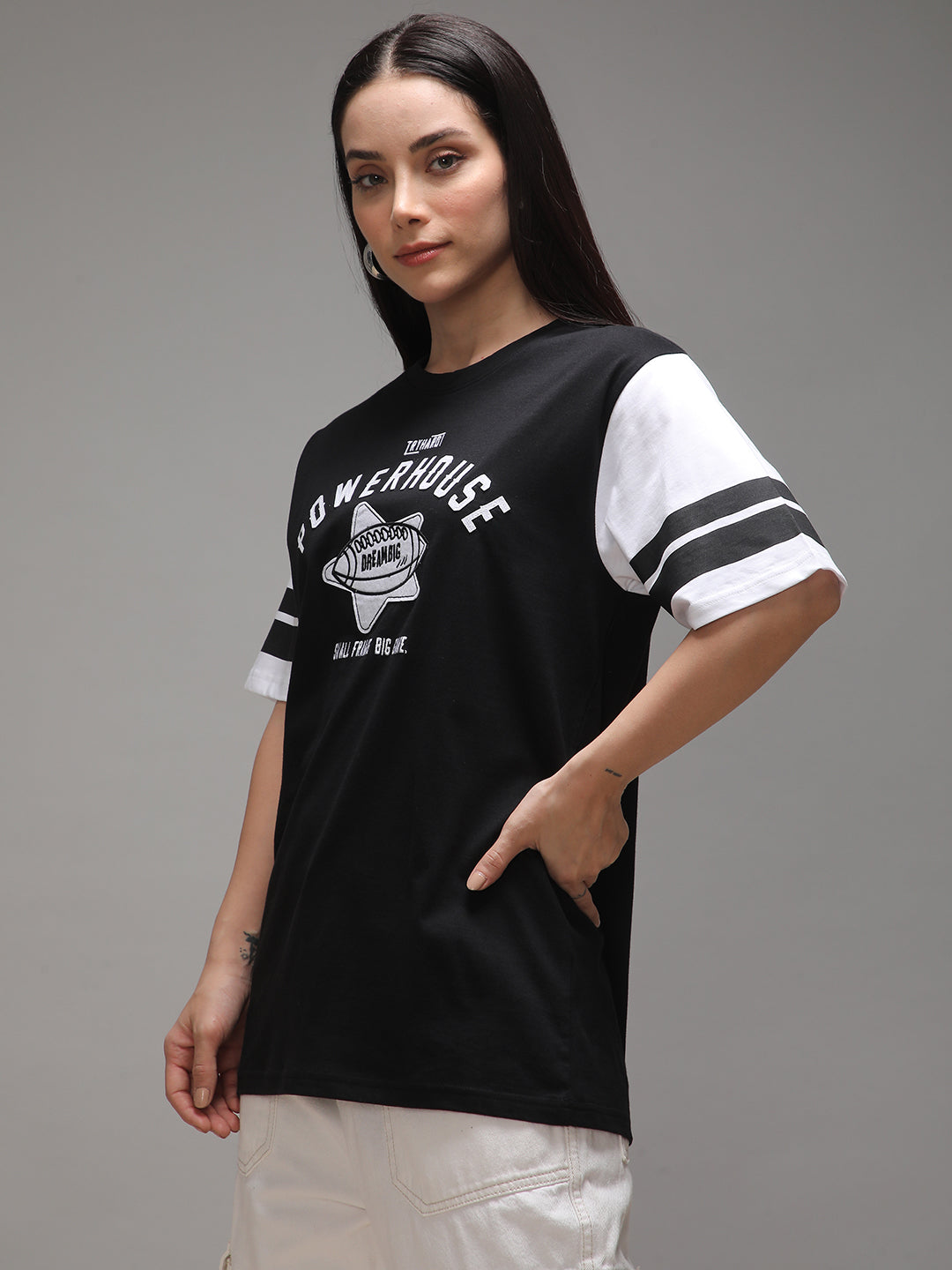 Womens Half Sleeve Round Neck Printed Oversized Fit Tshirts