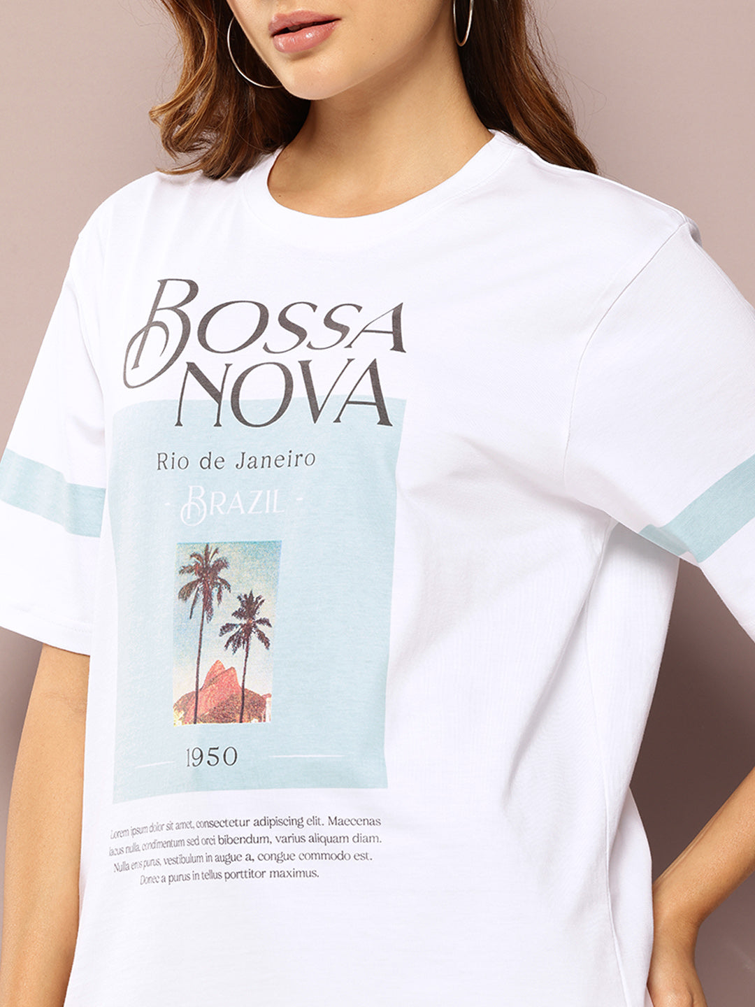 Womens Short Sleeve Printed Oversized Fit Tshirt