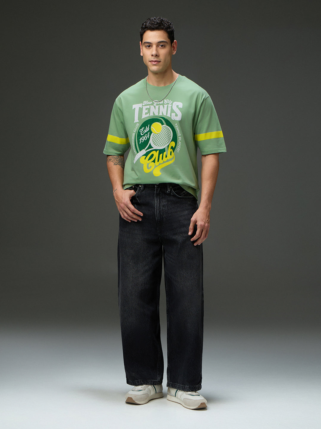Mens Round Neck Half Sleeve Printed Oversized Fit Tshirt