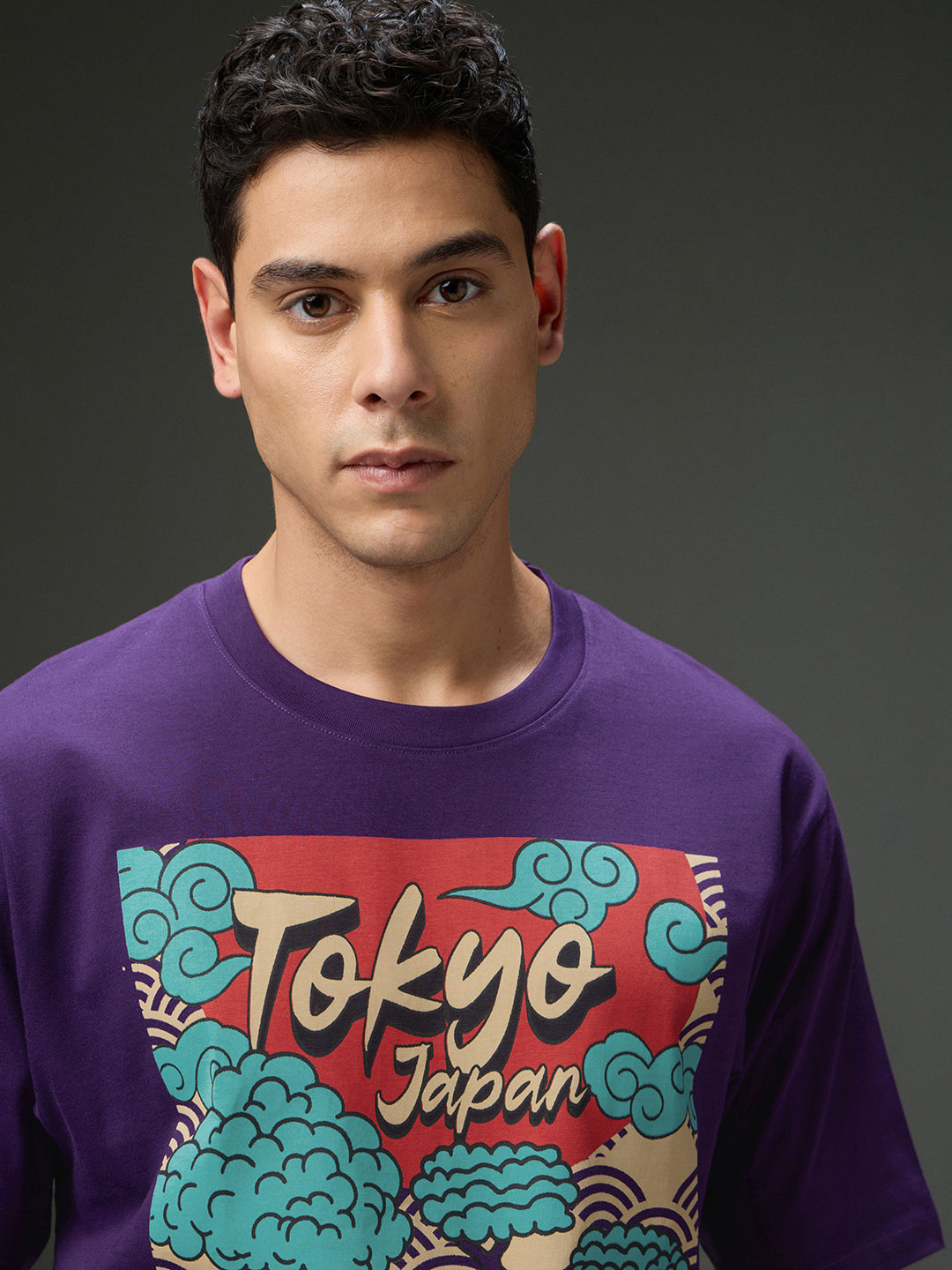 Mens Round Neck Half Sleeve Printed Oversized Fit Tshirt