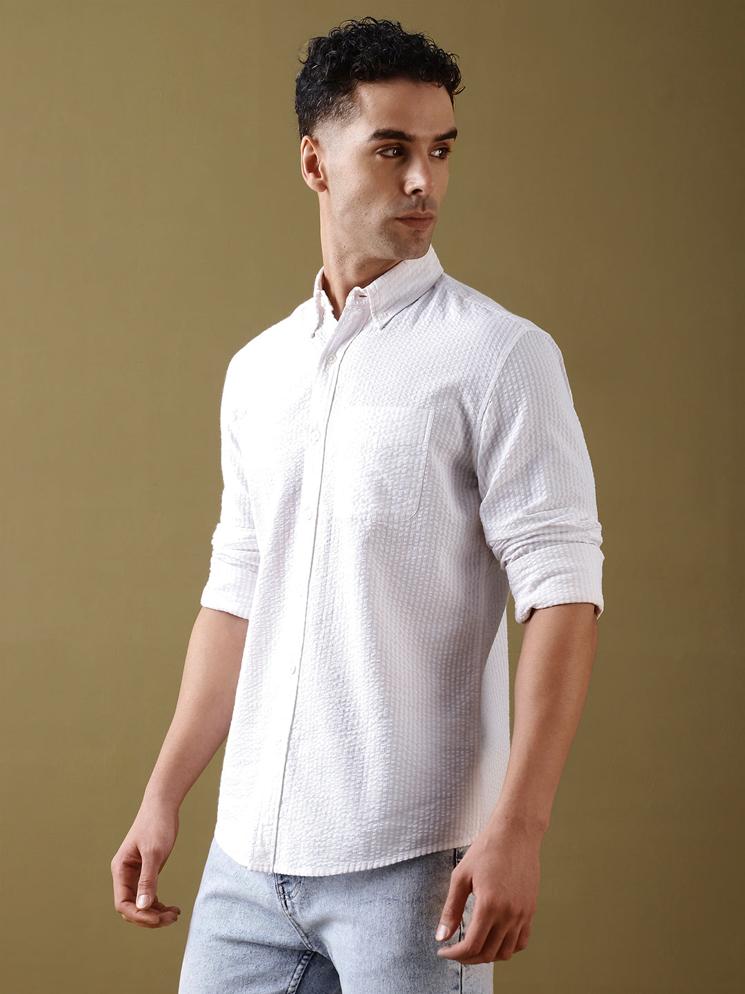 Mens Plain Full Sleeve Shirt With Pocket