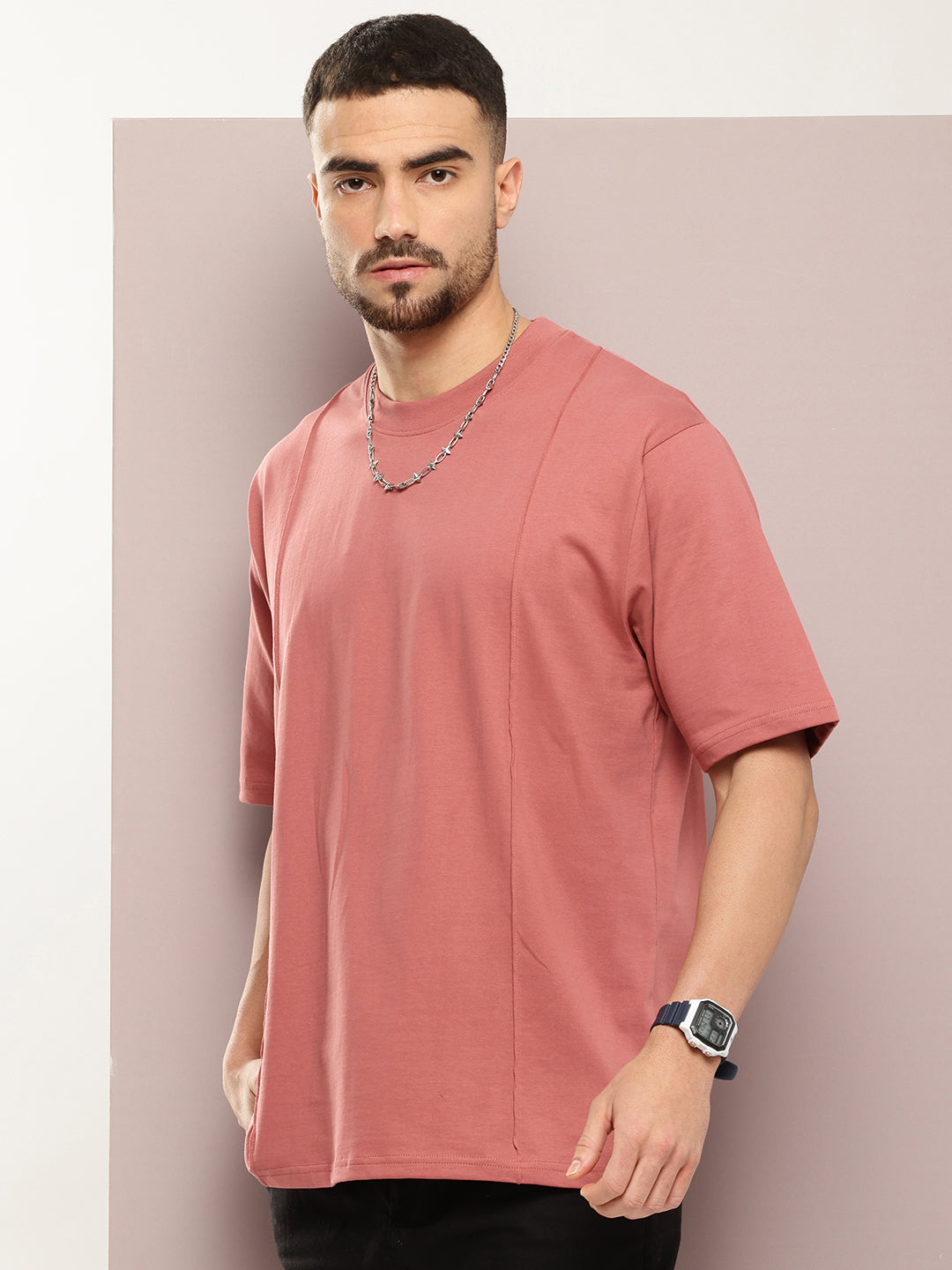 Mens Half Sleeve Round Neck Solid Oversized Fit Tshirts