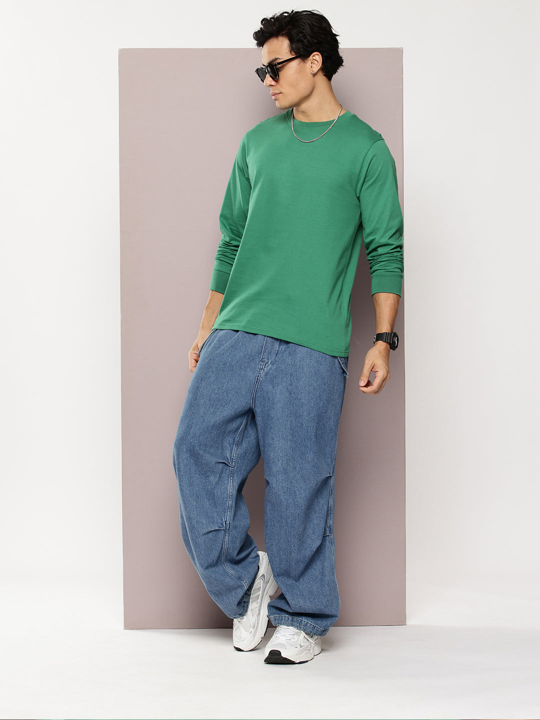 Mens Full Sleeve Round Neck Solid Regular Fit Tshirts