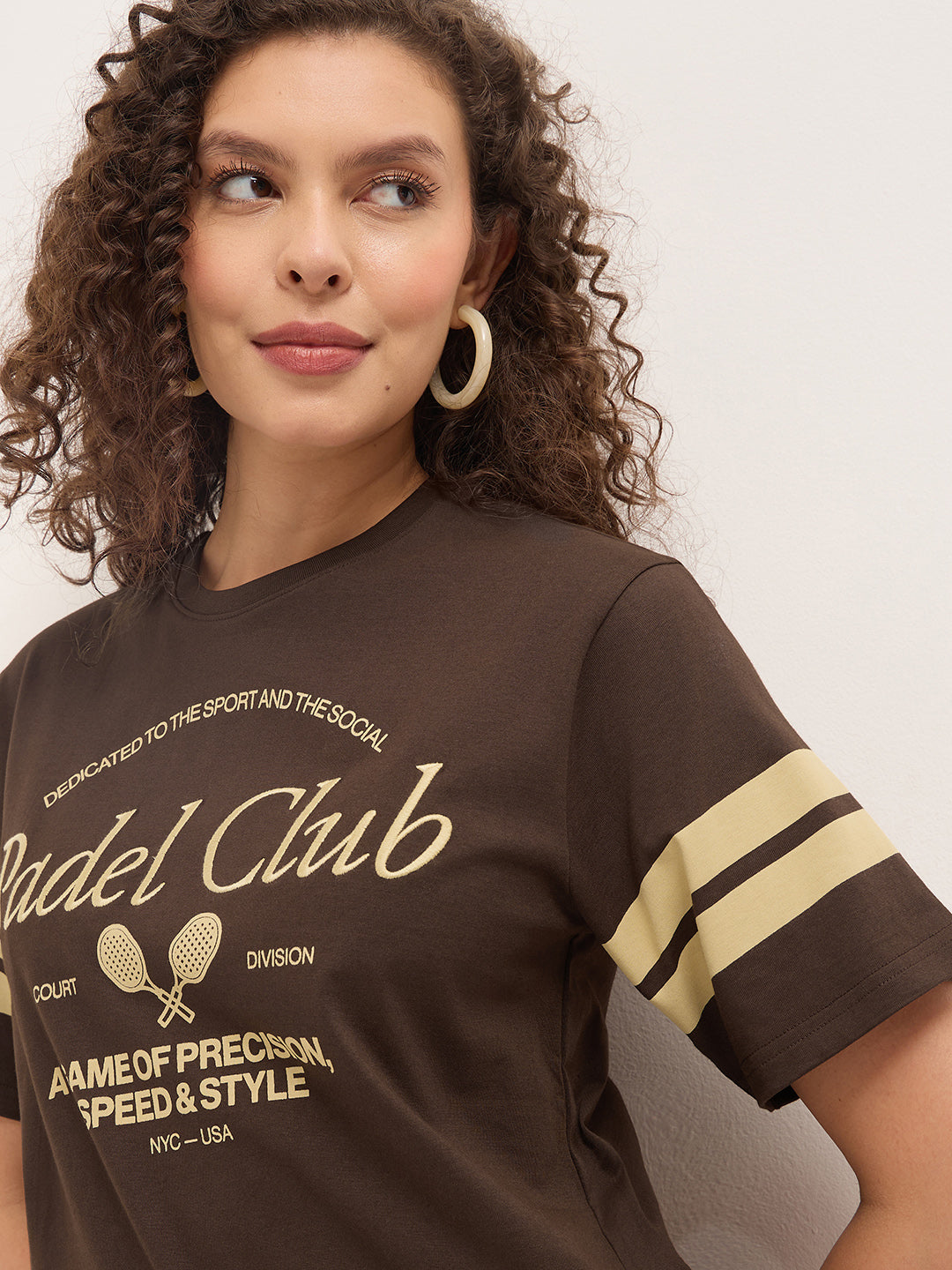 Womens Half Sleeve Round Neck Embroidered Oversized Fit Tshirts