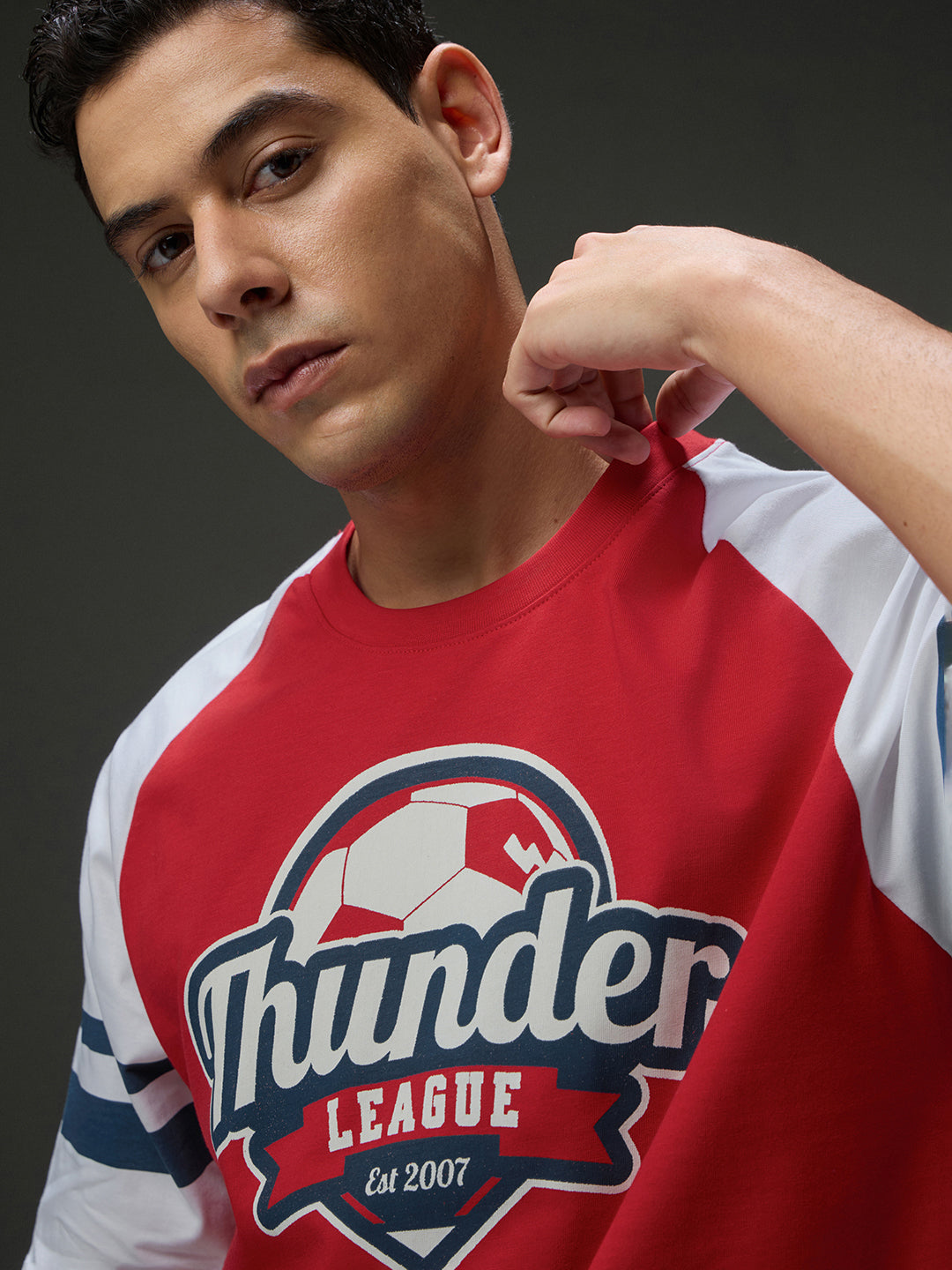 Mens Round Neck Raglan Sleeve Printed Oversized Fit Tshirt