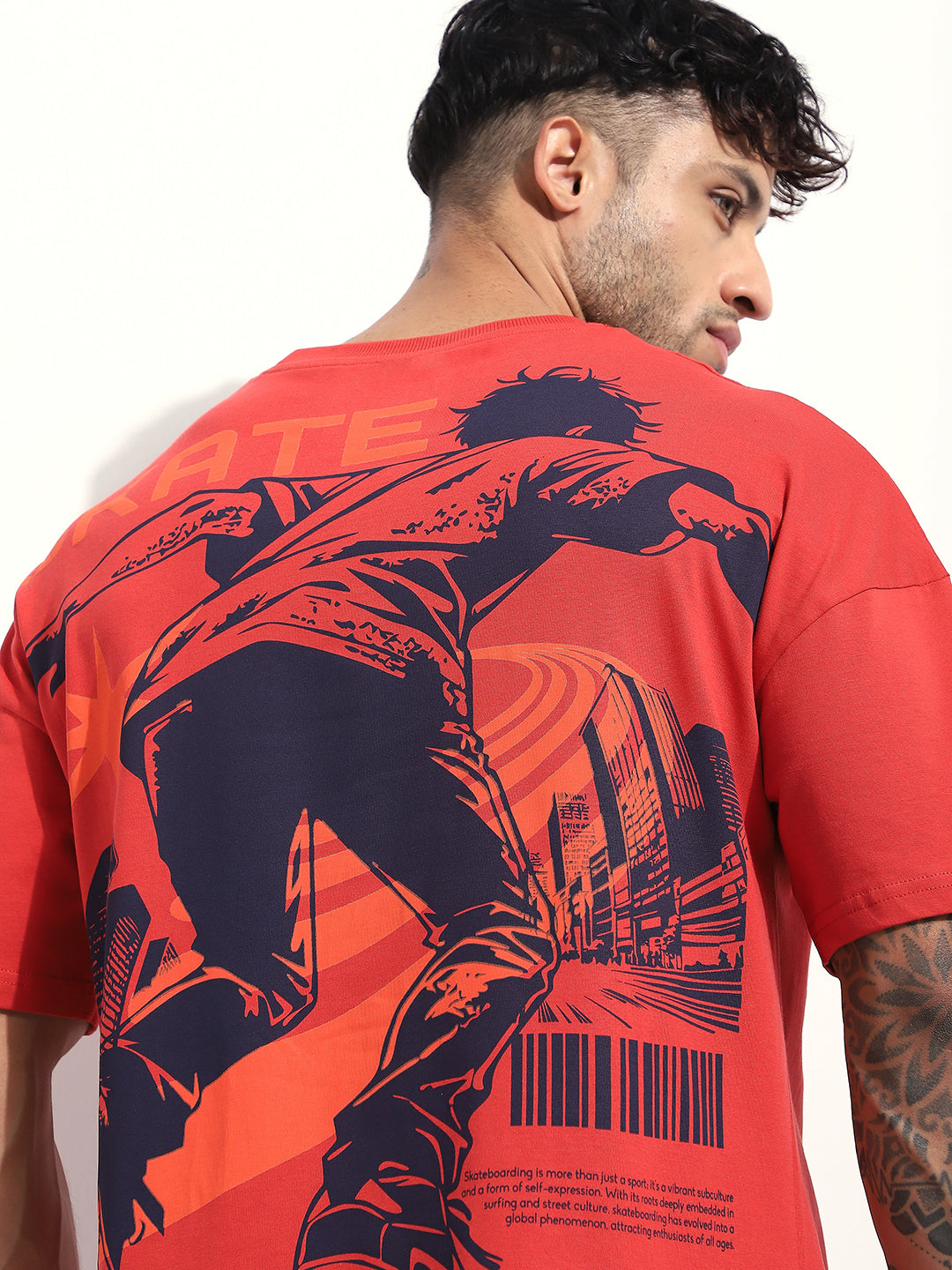Mens Half Sleeve Drop Shoulder Printed Oversized Fit T-Shirts