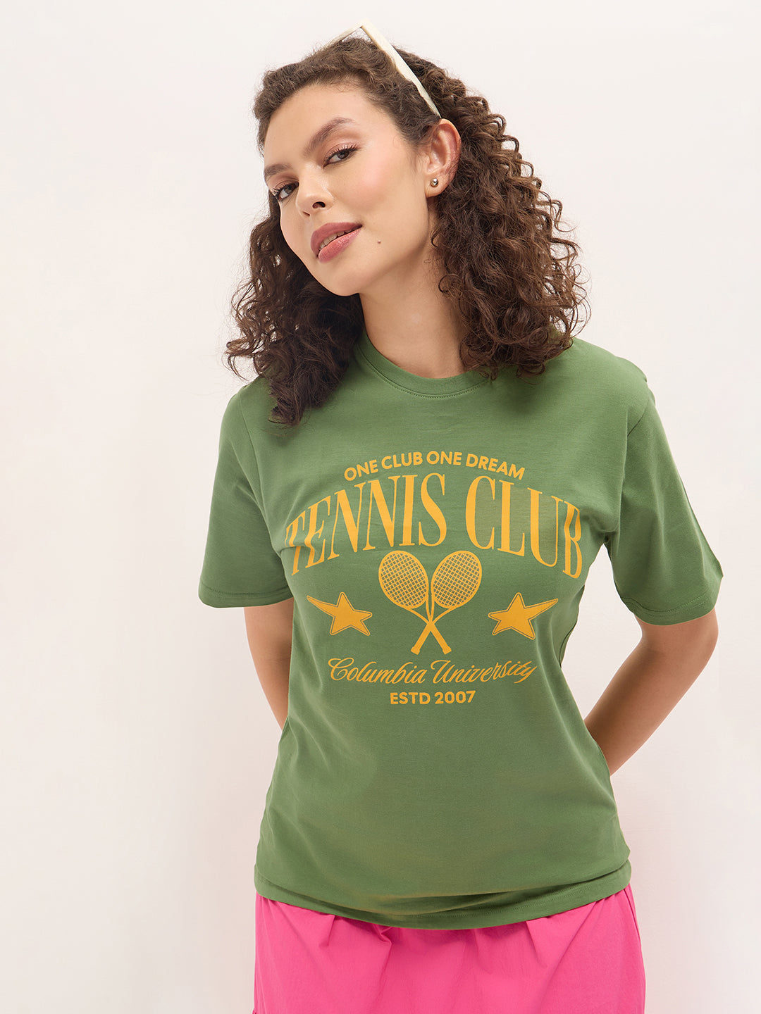 Womens Half Sleeve Round Neck Printed Oversized Fit Tshirts
