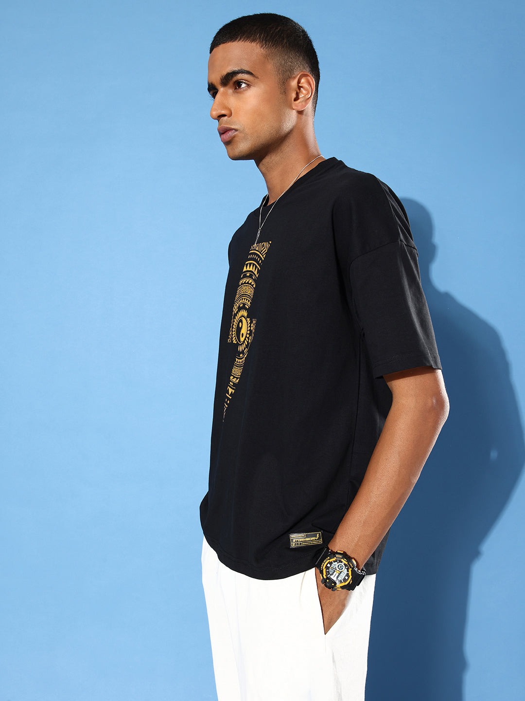 Mens Half Sleeve Drop Shoulder Printed Oversized Fit T-Shirts