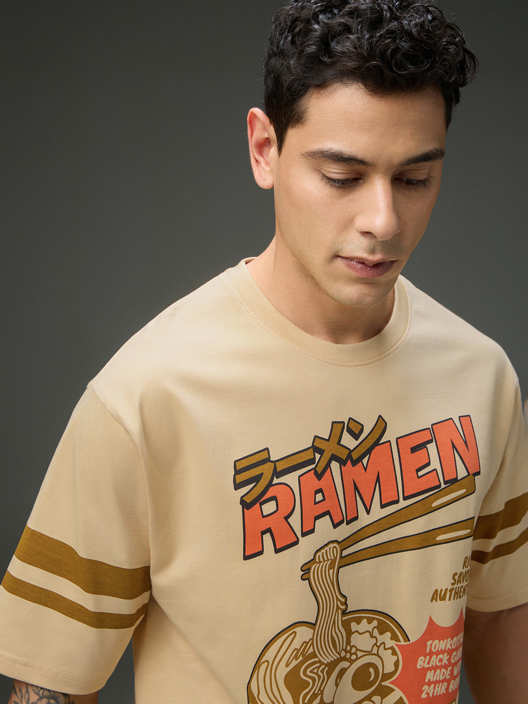 Mens Round Neck Half Sleeve Printed Oversized Fit Tshirt