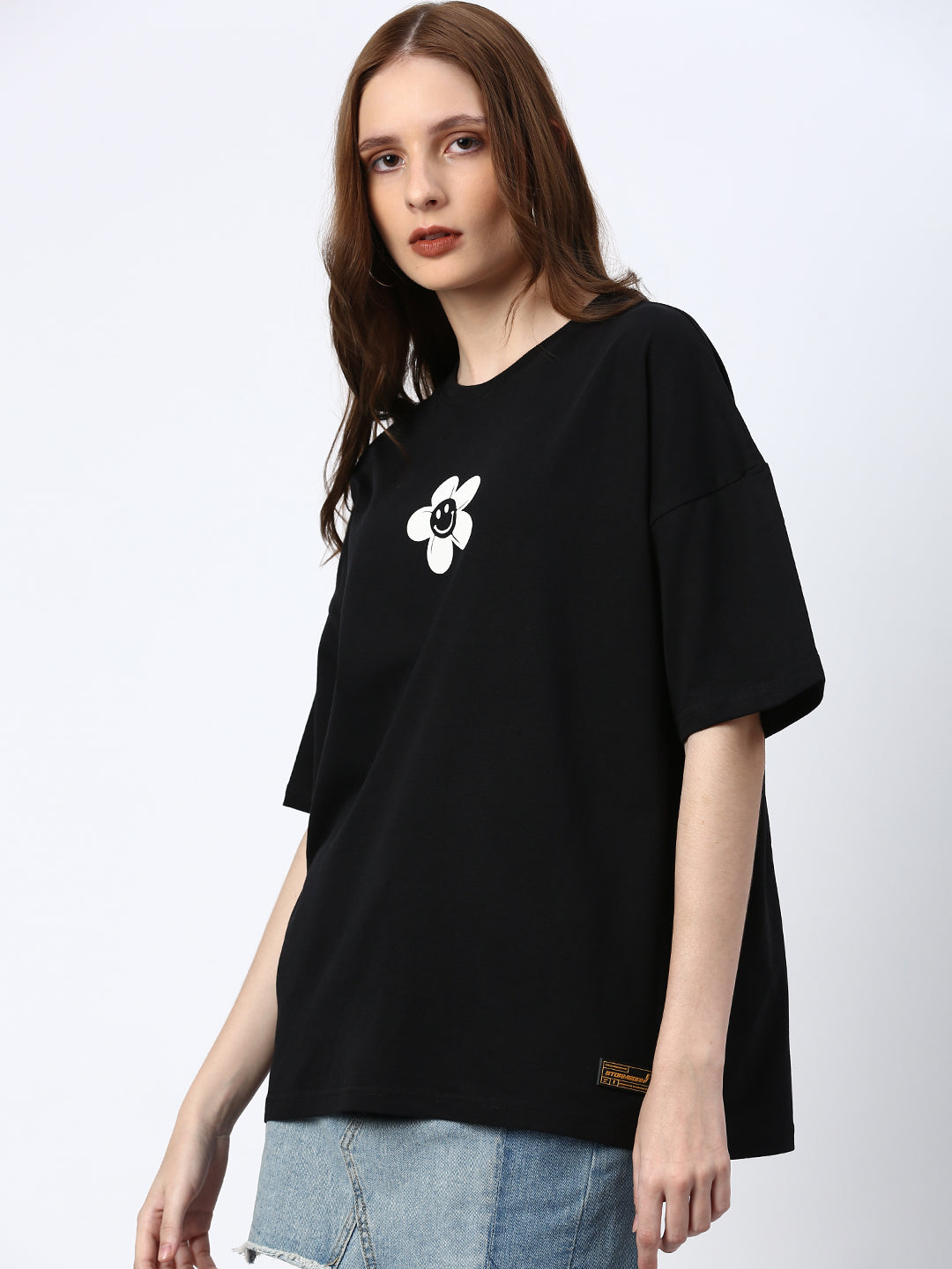 Womens Half Sleeve Drop Shoulder Printed Oversized Fit T-Shirts
