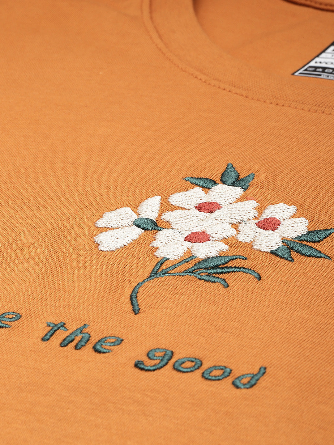 Womens Half Sleeve Round Neck Embroidered Boxy Fit Tshirts