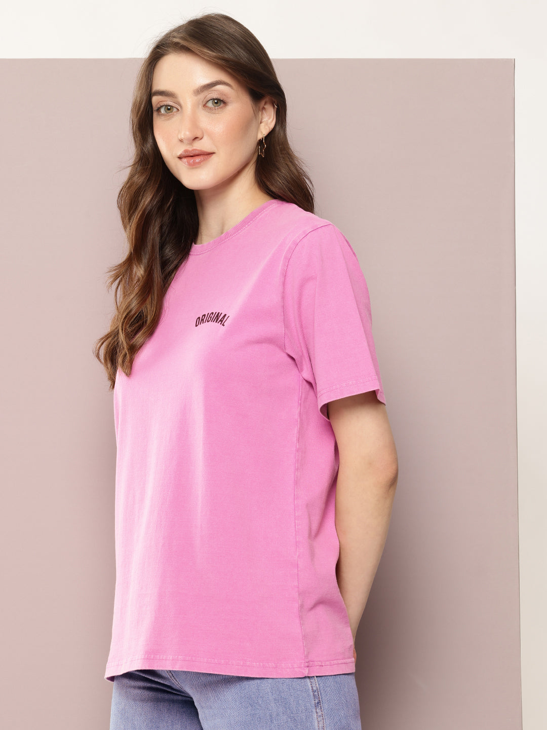 Womens Half Sleeve Round Neck Printed Oversized Fit Tshirts
