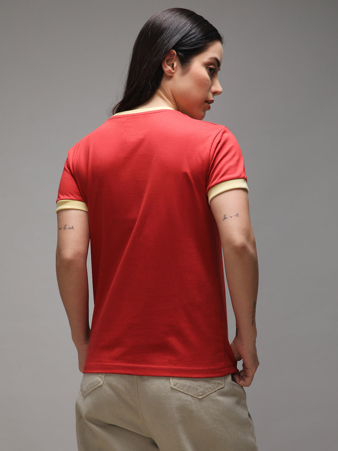 Womens Half Sleeve Round Neck Printed Regular Fit Tshirts