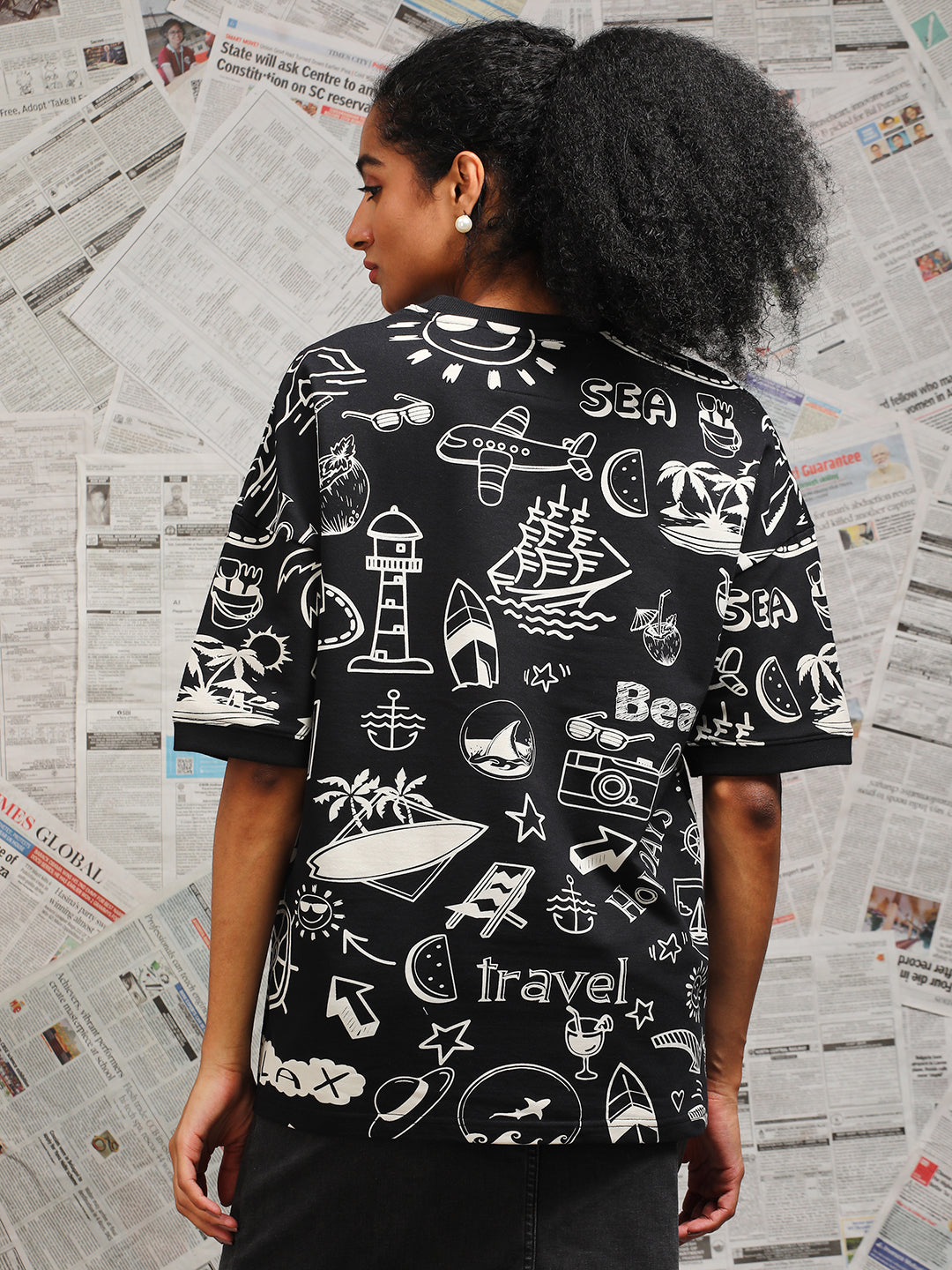 Mens Half Sleeve Drop Shoulder Printed Oversized Fit T-Shirts