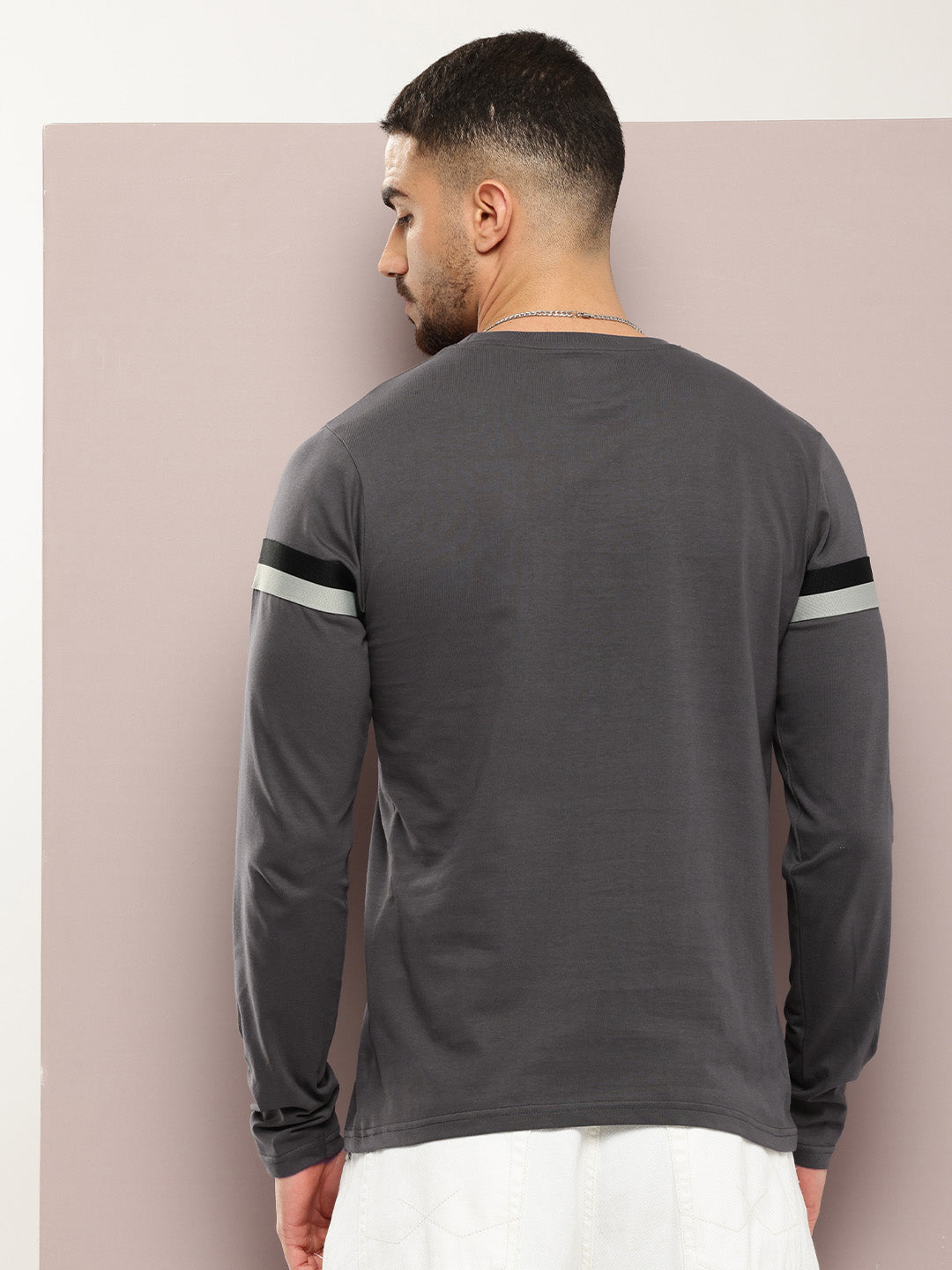 Mens Full Sleeve Round Neck Striped Regular Fit Tshirts