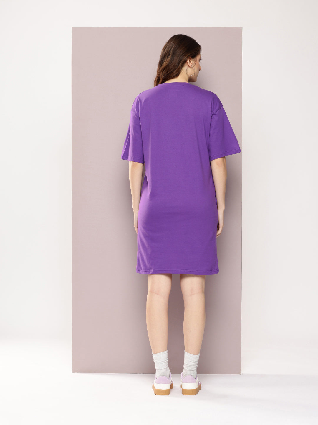 Womens Oversized Short Sleeves Printed Tshirt Dress