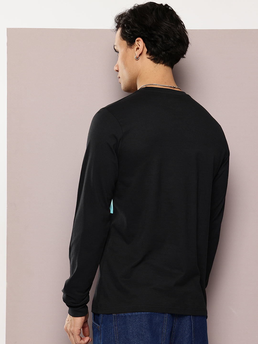 Mens Full Sleeve Round Neck Embellished Regular Fit Tshirts