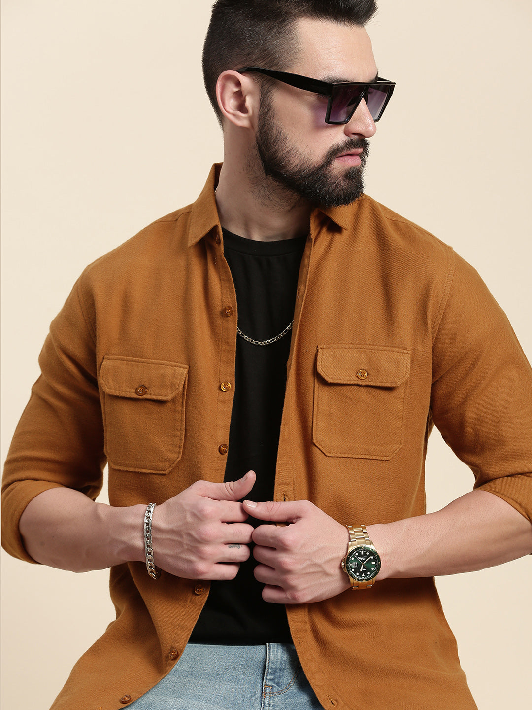 Mens Plain Full Sleeve Shirt With Pocket