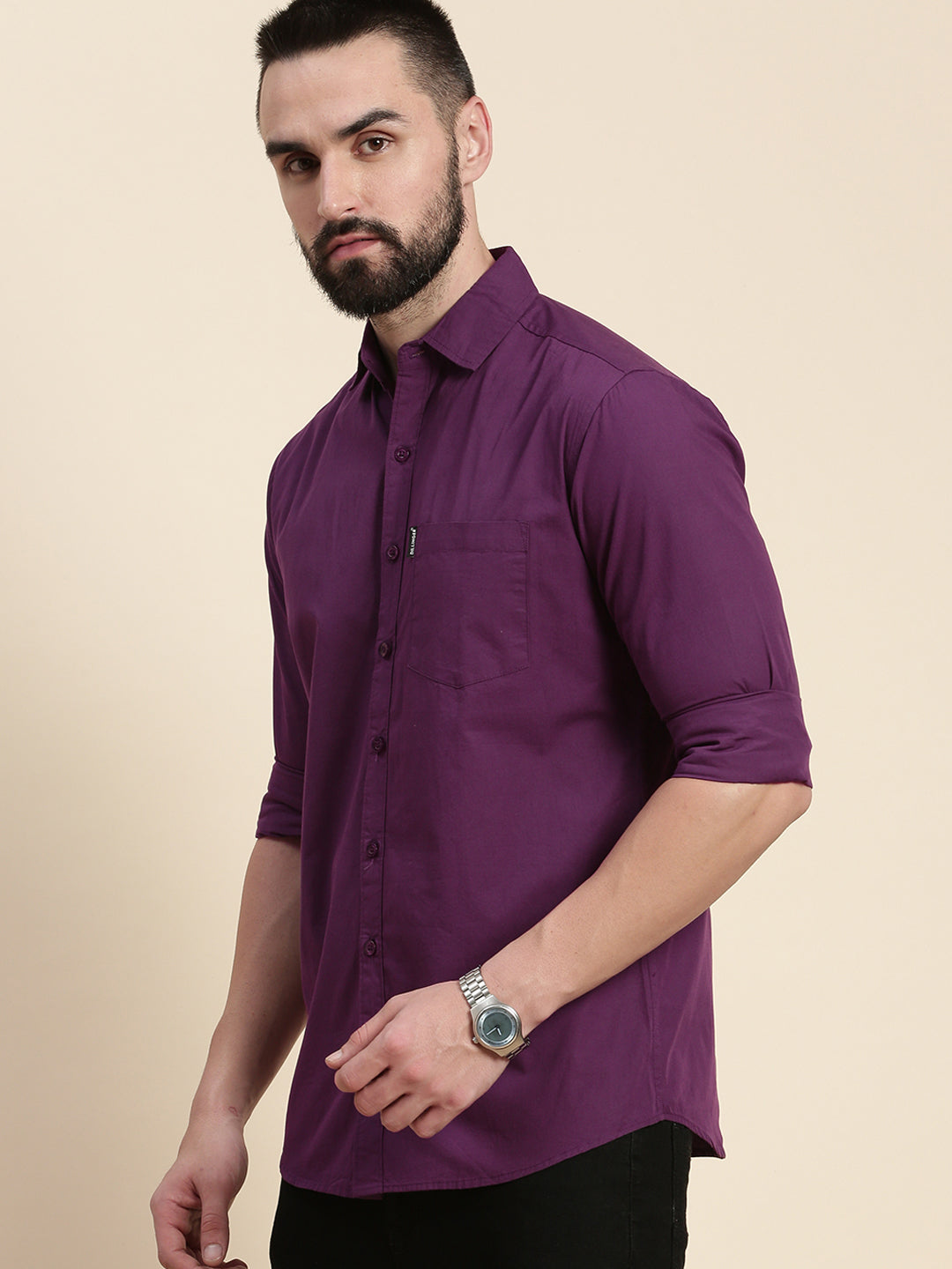 Mens Plain Full Sleeve Shirt With Pocket