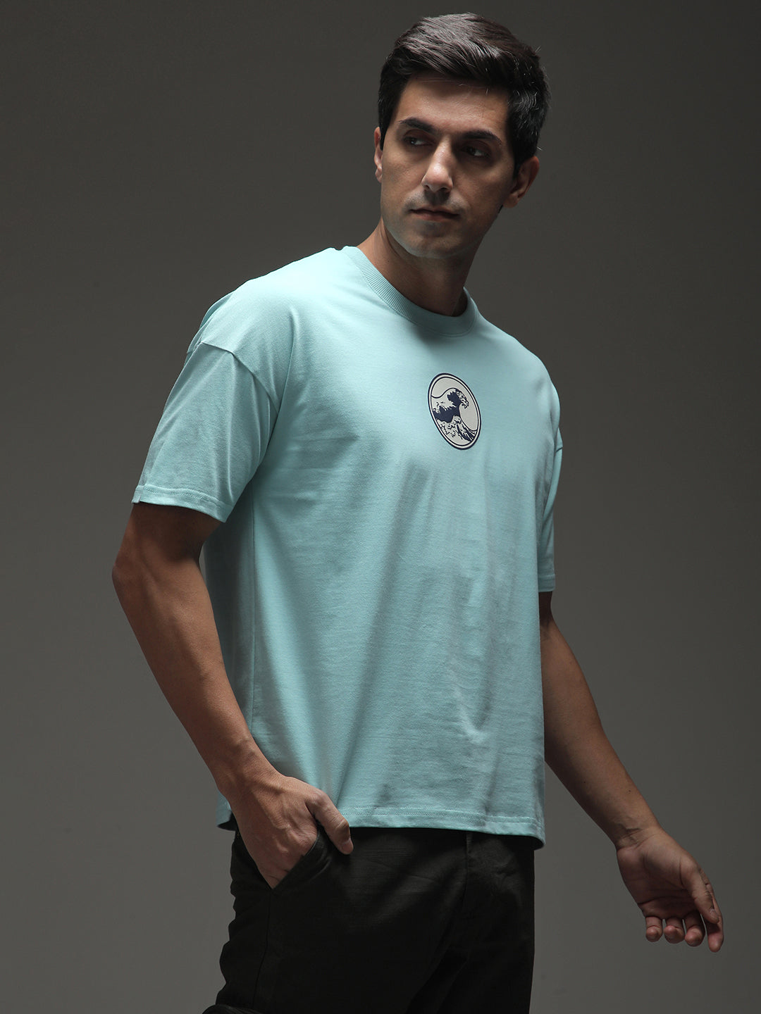 Mens Half Sleeve Drop Shoulder Printed Oversized Fit T-Shirts