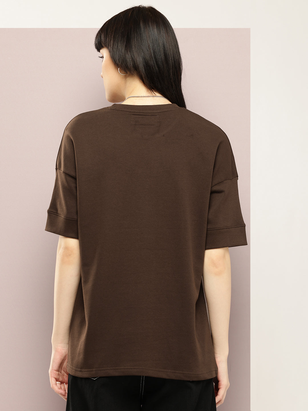 Womens Half Sleeve Round Neck Solid Oversized Fit Tshirts