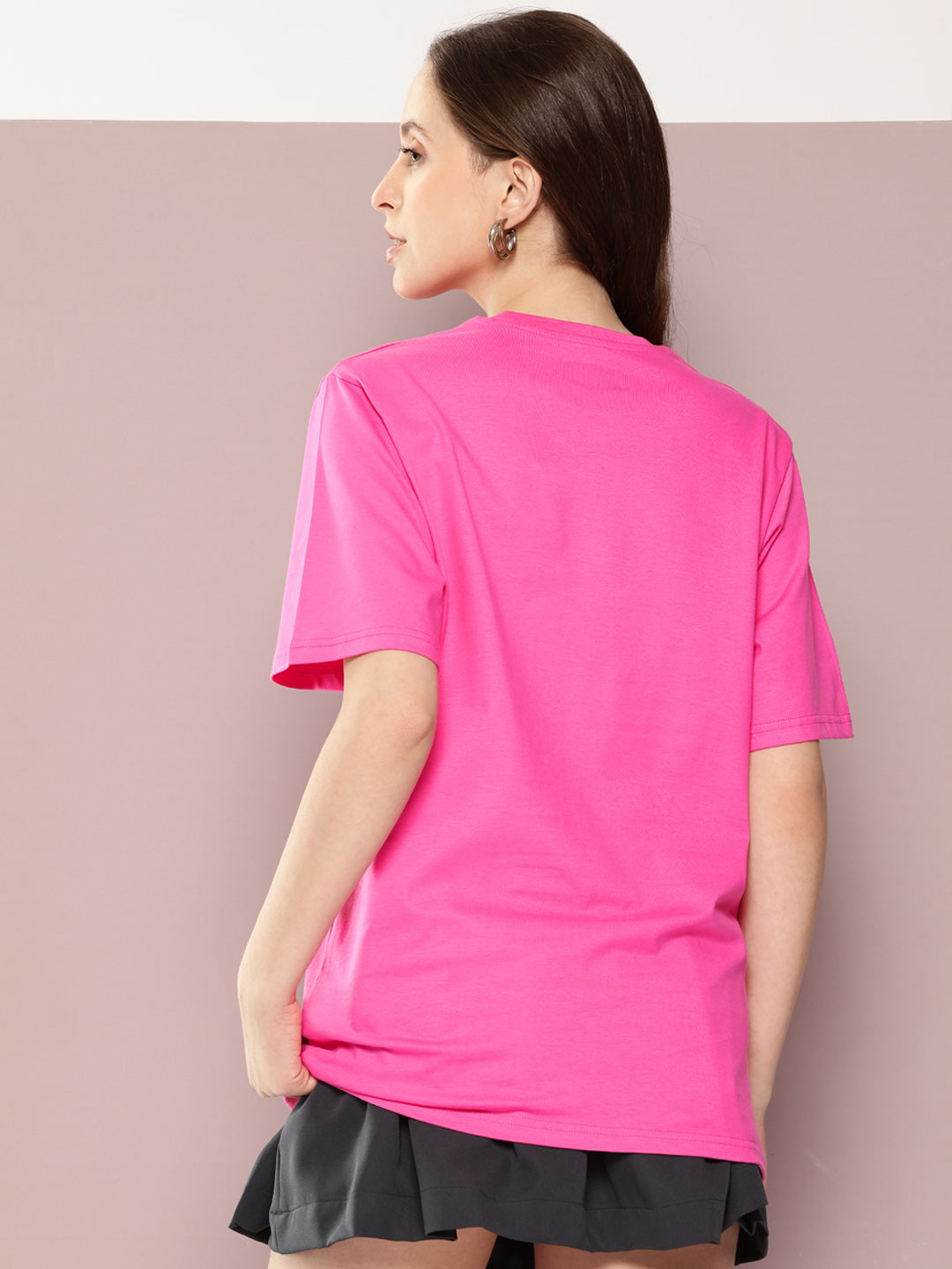 Womens Half Sleeve Round Neck Printed Oversized Fit Tshirts