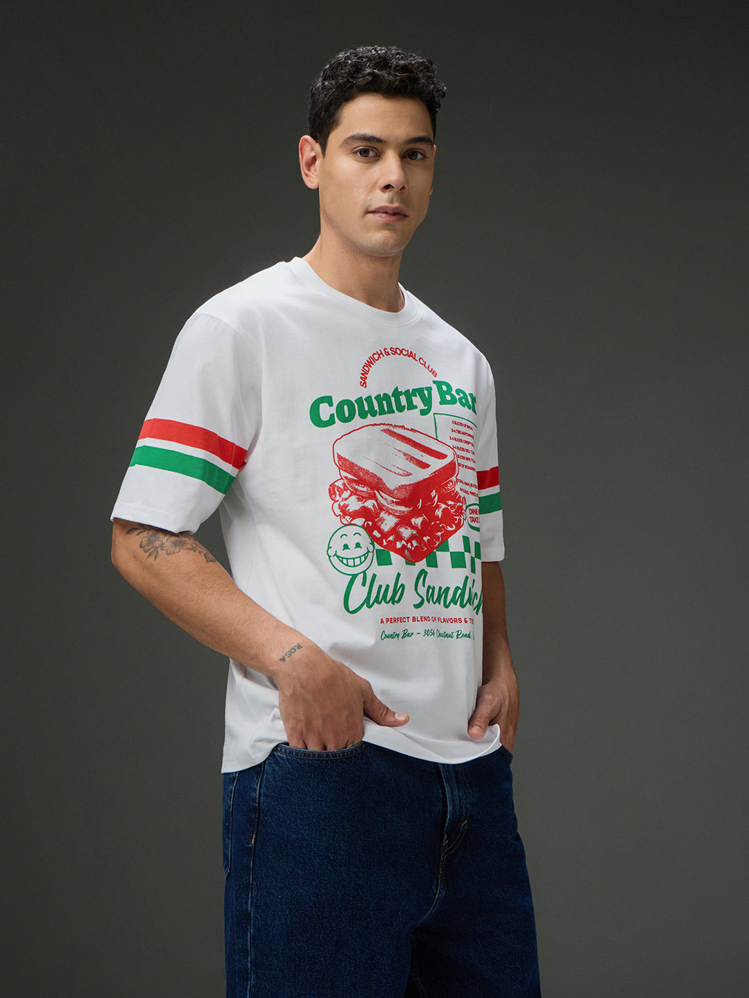 Mens Round Neck Half Sleeve Printed Oversized Fit Tshirt