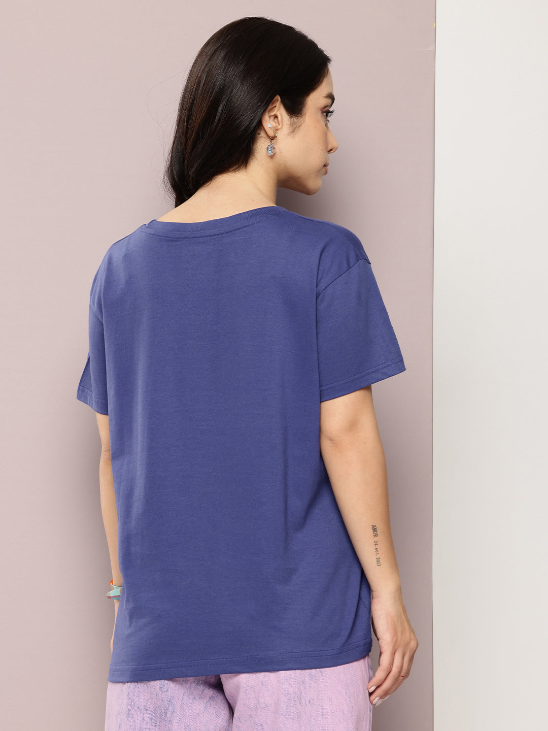 Womens Half Sleeve Round Neck Printed Boxy Fit Tshirts