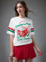 Womens Printed Round Neck Oversized Fit Tshirt