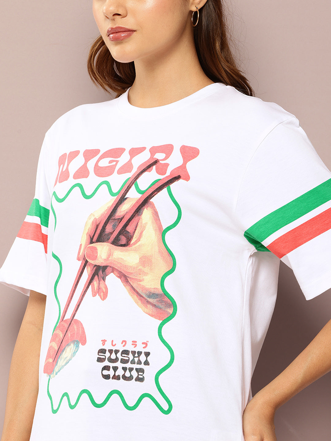 Womens Short Sleeve Printed Oversized Fit Tshirt