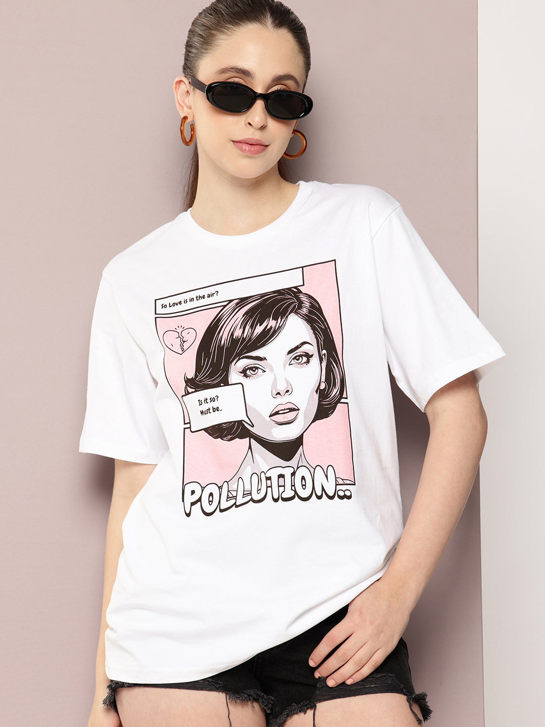 Womens Half Sleeve Round Neck Printed Oversized Fit Tshirts