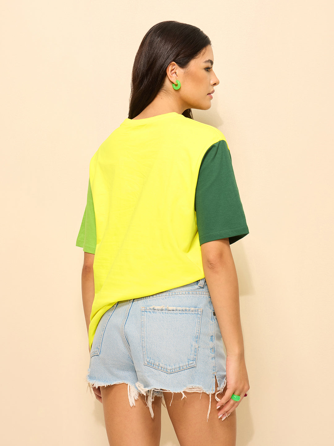 Womens Printed Oversized Fit Cotton T-Shirt