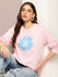 Womens Full Sleeve Round Neck Printed Oversized Fit Tshirts