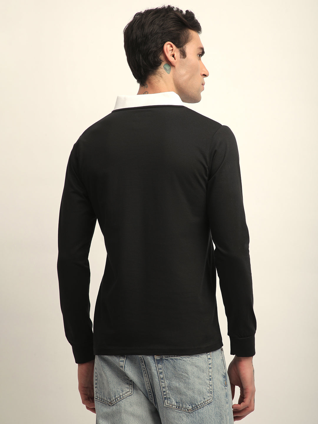 Mens Full Sleeve Polo Neck Printed Regular Fit Tshirts