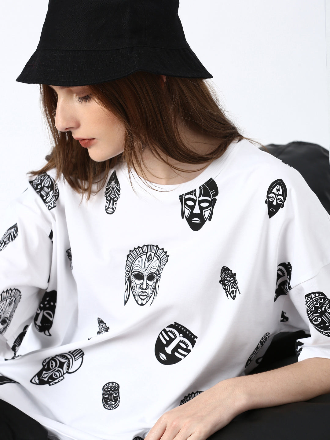 Womens Half Sleeve Drop Shoulder Printed Oversized Fit T-Shirts