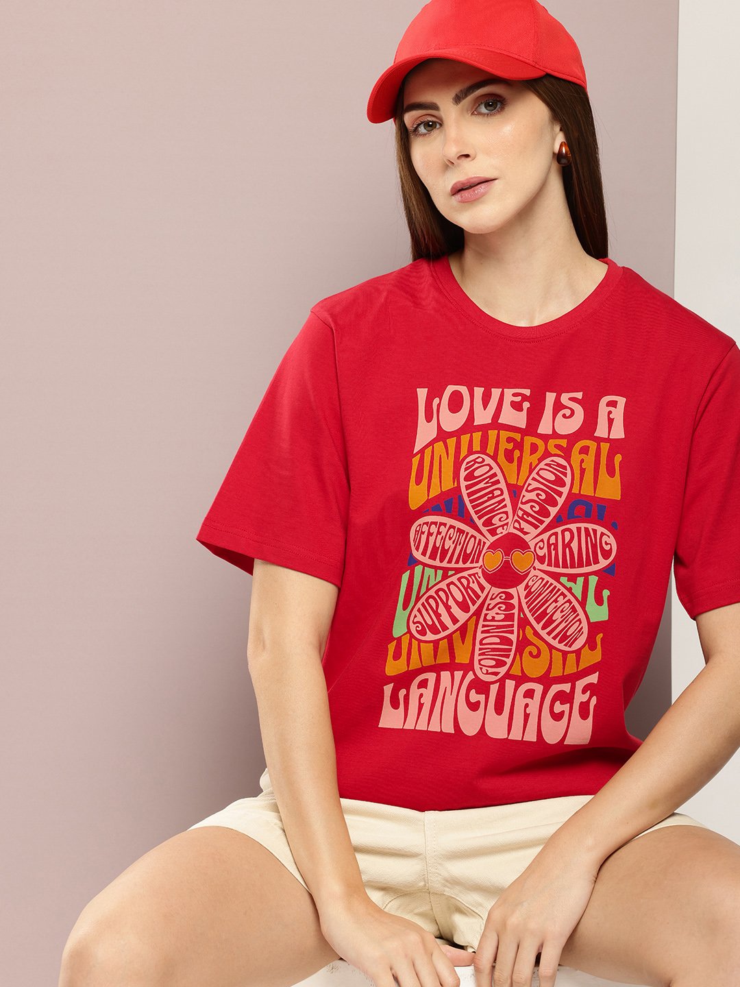 Womens Half Sleeve Round Neck Oversized Fit T-Shirts