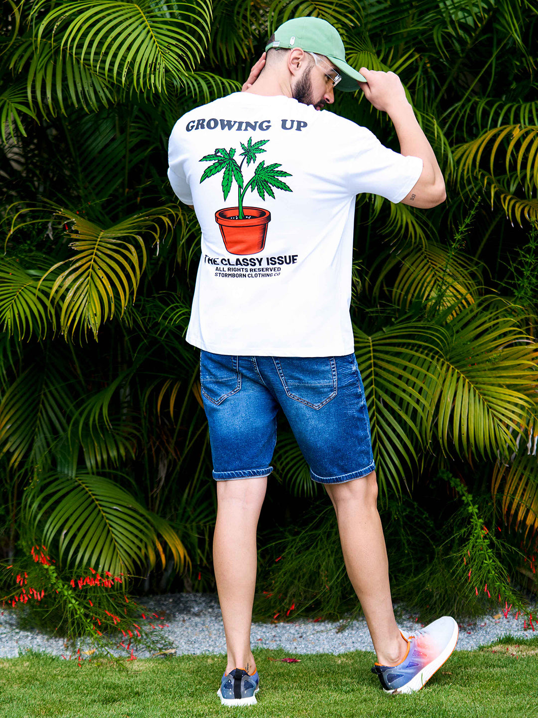 Mens Half Sleeve Drop Shoulder Printed Oversized Fit T-Shirts