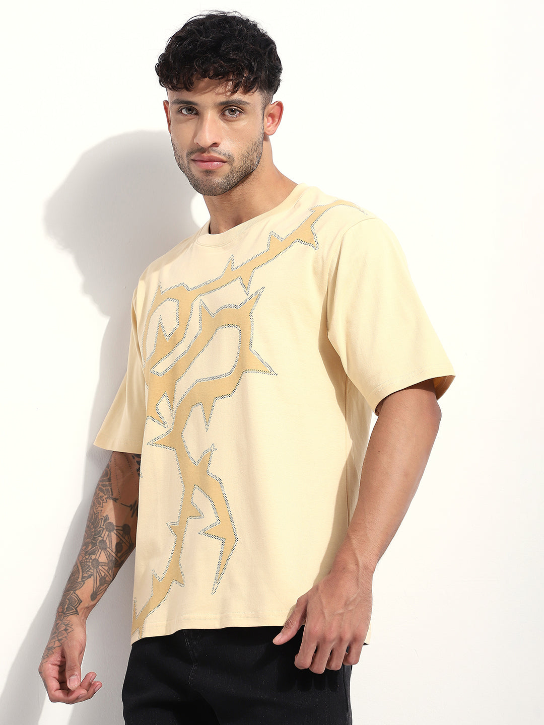 Mens Half Sleeve Round Neck Printed Oversized Fit Tshirts
